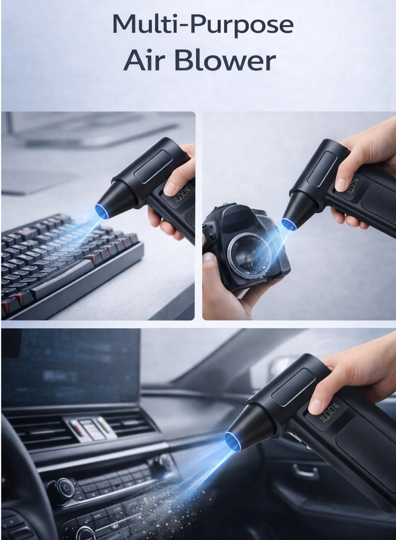 SYOSI Brushless Dual-Turbo Portable Jet Fan & Vacuum Blower – 35 M/S Wind Speed, LED Display, Rechargeable Wireless for Car & Home Cleaning - Image 4